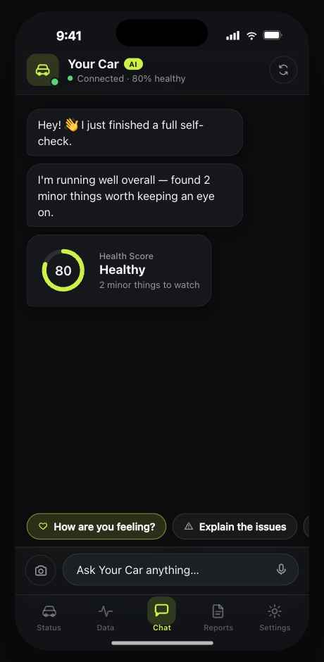 Chat conversation with the car assistant